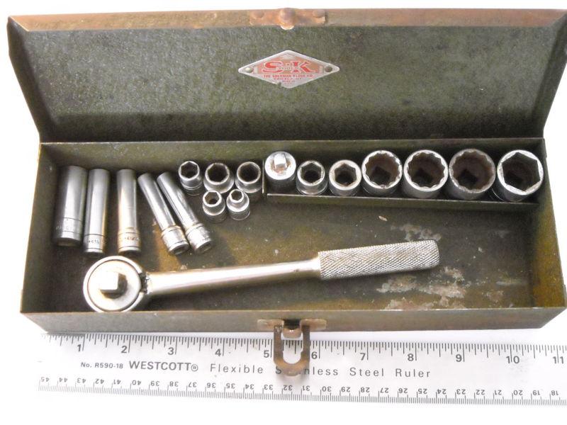 Vintage s-k socket set-18 pc.-3/8 & 1/4 in old box