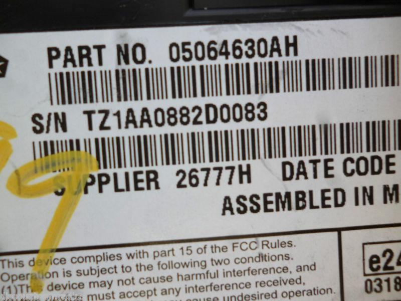 11-12 Dodge Charger Radio Information Screen Display 05064630AH, US $180.00, image 2