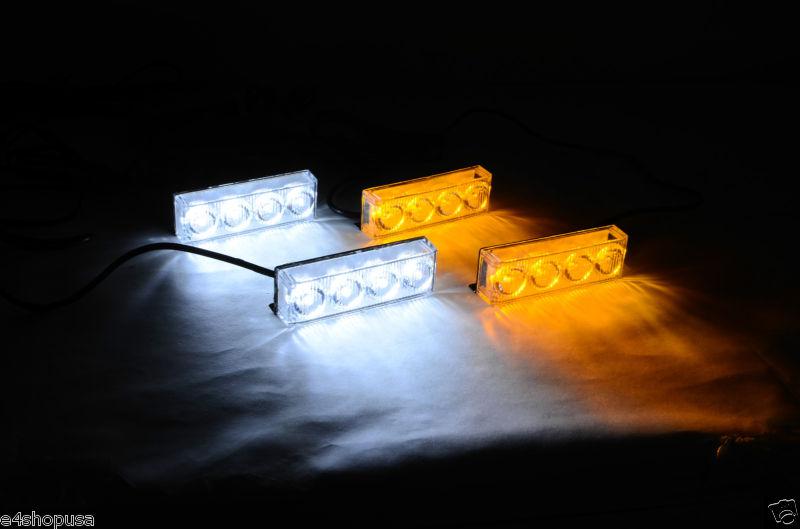 16 led emergency front grille dashboard flash strobe light amber and white led