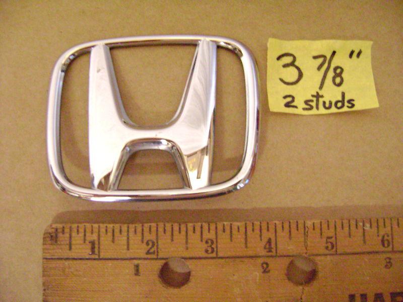 Honda chrome plastic emblem sticker civic 3 7/8" wide has 2 studs on rear accord