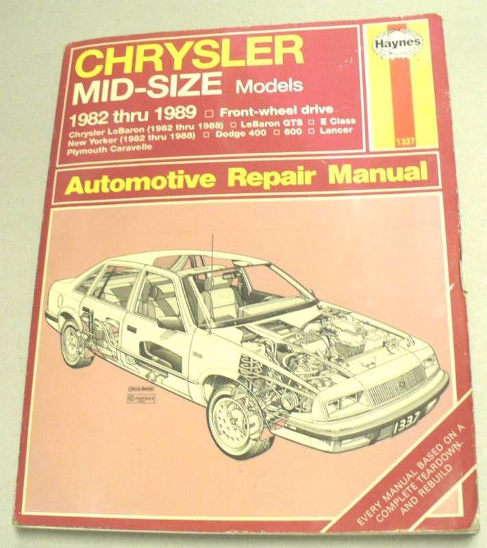 Haynes repair manual 82-89 chrysler mid-size cars used