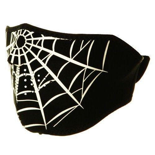 2 in 1 reversible motorcycle biker, skiing neoprene half face mask - spider web