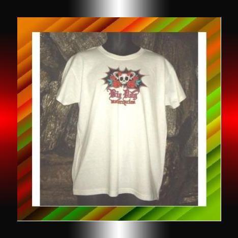 Big dog motorcycle womens white skull tee shirt large