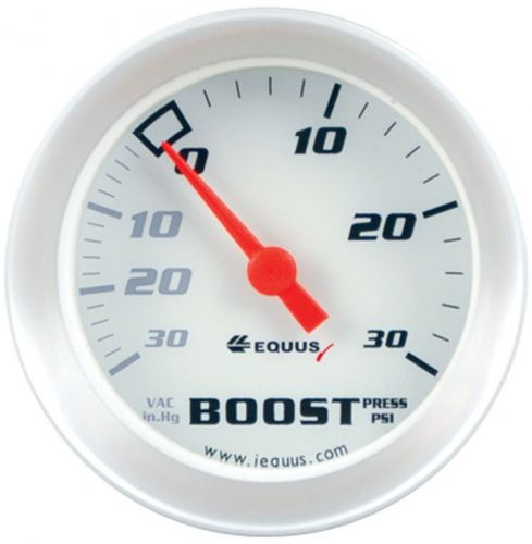 Equus 2â€ mechanical vacuum / boost gauge white with  aluminum bezel equus 8257