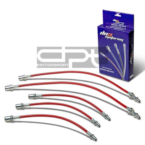 For integra replacement front/rear stainless hose red pvc coat drum brake line