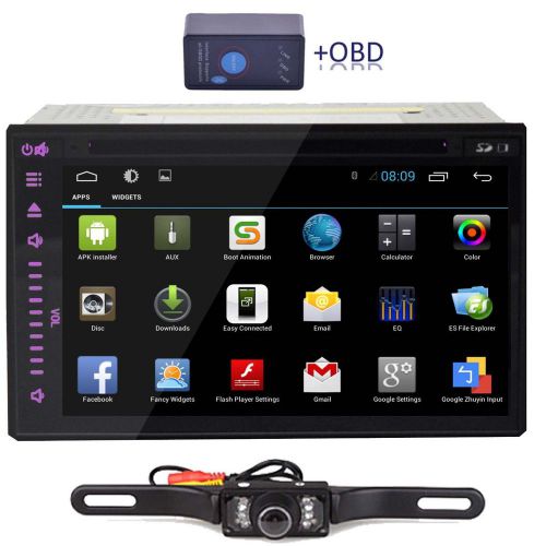 Android 4.4 7" 2din indash car dvd radio stereo player wifi 3g gps+obd2+camera
