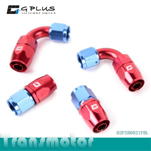 4pcs an12 0°  + 90° degree  swivel oil/fuel/air/gas li ne hose end fitting blue