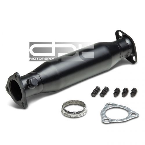 88-00 civic crx del sol integra stainless high flow test cat pipe+gasket black
