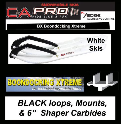 Arctic cat c&amp;a pro bx boondocking white skis, mounts, &amp; 6&#034; shaper carbides