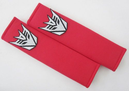 1 pair x car seat belt shoulder pads cover / transformers decepticon red