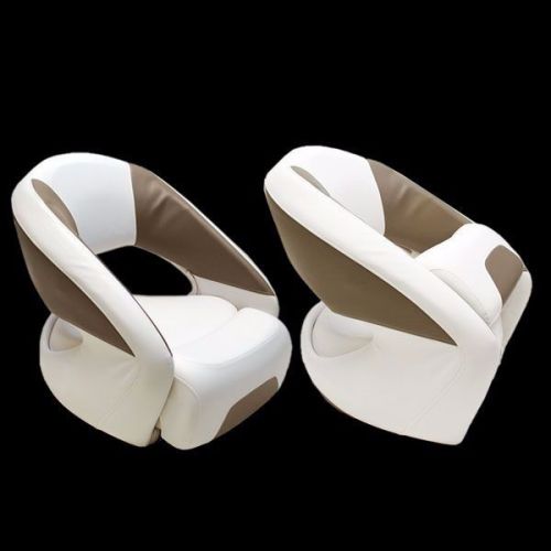 Four winns m1840ab bright white / brown captains boat bolster seat (pair)