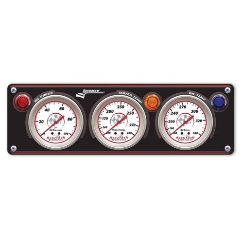 Longacre 44431 3 gauge aluminum panel w. sportsman gauges - op,wt,ot