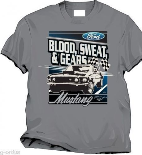 New ford mustang "blood sweat &amp; gears" size choice l xl xxl or xxxl gray shirt!