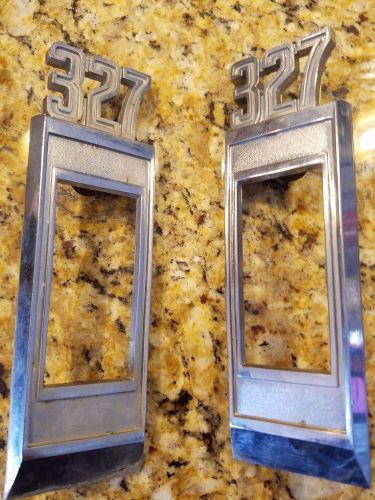 1969 chevrolet chrome 327 side marker emblem set nice used shape 3950773