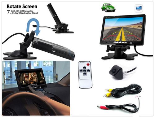 7" tft lcd car rear view monitor + 170° coms backup reverse camera waterproof