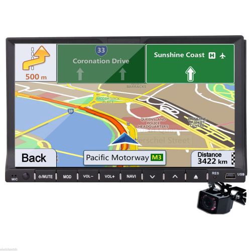 Double 2 din car gps 7" detachable touchscreen fm radio bluetooth ipod tv camera