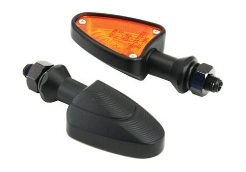 Black motorcycle shark head signals indicators