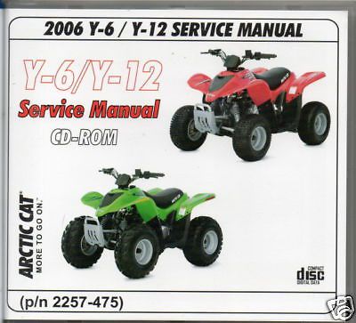 2006 arctic cat atv y-6 &amp; y-12 service manual on cd new