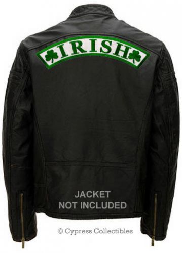 Irish clover biker patch shamrock large ireland rocker embroidered iron-on eire