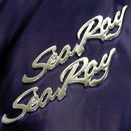 2 brand new bin searay sea ray chrome scripts badge emblem factory replacement