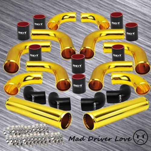 Sell GOLD 2.5" UNIVERSAL ALUMINUM TURBO INTERCOOLER PIPE PIPING KIT