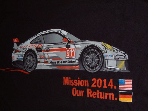 Porsche north america le mans racing, black short/s t-shirt. usa size m, euro l