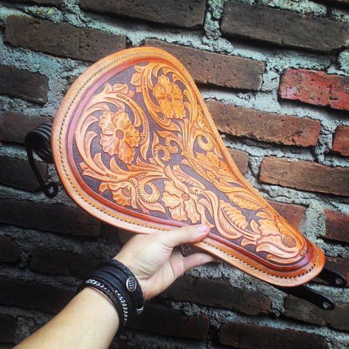 Handmade genuine leather for motorcycle harley chopper bobber solo seat custom