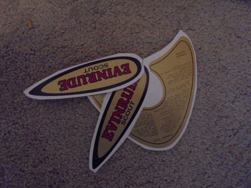 Evinrude scout water transfer decal  outboard boat motor 1937 3pc set