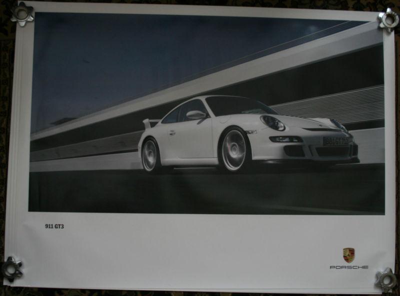 Porsche poster 24" x 36" white 911 gt3 authentic racing picture brand new