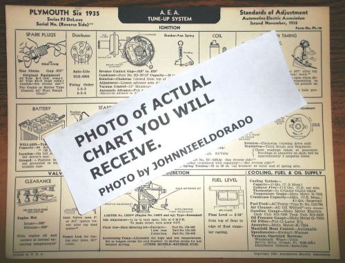 1935 plymouth six series pj deluxe models aea tune up chart last one!