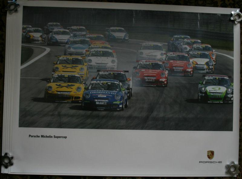 Porsche poster 24" x 36" michelin supercup race authentic picture brand new