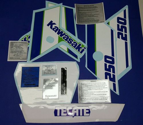 Kawasaki 1986 tecate kxt250 decal sticker emblem kit 13 piece fits 1987 kxt 250
