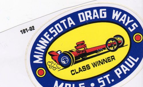Minnesota dragways &#034;class winner&#034; inside of window  vintage style decal/sticker