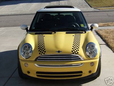 Mini cooper checkered bonnet stripes hood 5" wide 02-13 decals