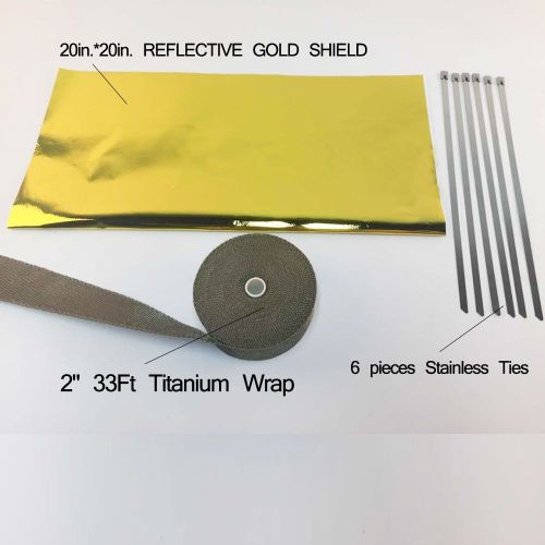 Sell Titanium Exhaust Heat Wrap, 2"x33'Roll With Ties Kit+Reflective