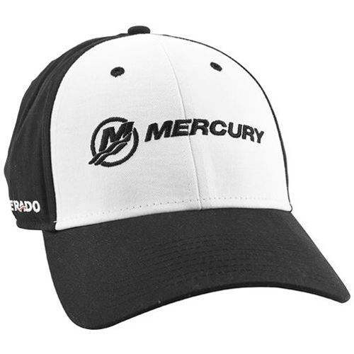 Mercury marine verado brushed cotton twill two tone cap black / white hat