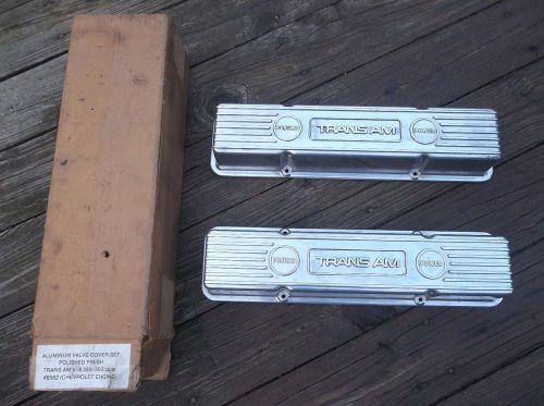 Nos small block chevy chevrolet #6562 "trans am" cast aluminum valve cover set