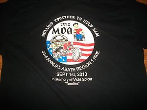 Abate 33rd mda ride rolling together to help heal 2012 black t-shirt xl new