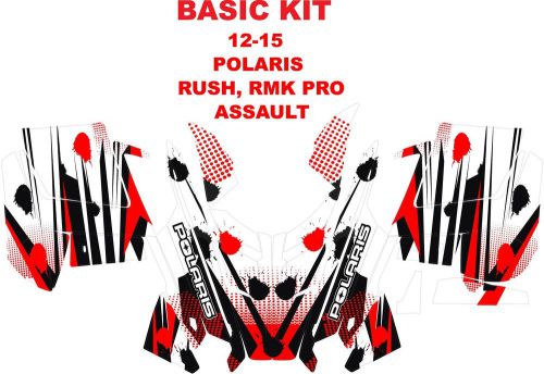 Snowmobile wrap polaris rush, pro, rmk  decal 12-15 liner kit basic