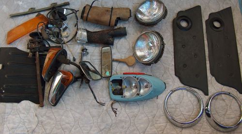 Vintage mixed volkswagen vw bug parts head tail light rings hella mirrors panels