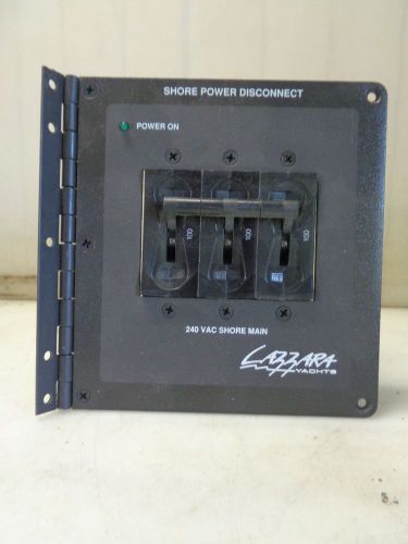 New lazzara shore power disconect panel 6&#034; x 6&#034; 240vac 3-100amp