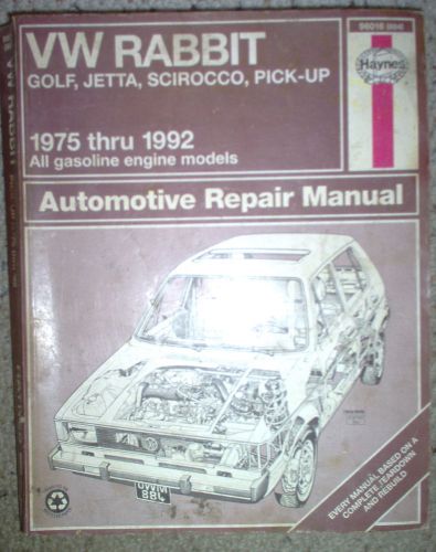 1975-1992 vw volkswagen haynes repair service manual