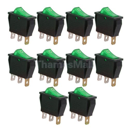 10pcs ac 125-250v green led on/off pushbutton car boat on/off toggle switch