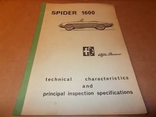 Alfa romeo 1600 spider technical characteristics &amp; inspection specs publ. # 1212