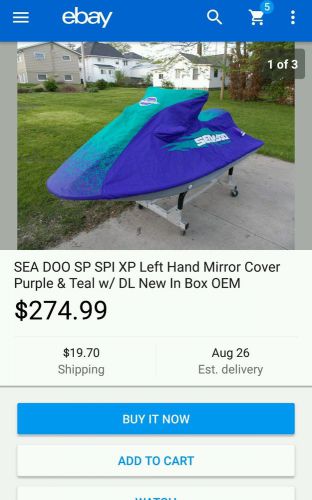 Sea doo sp spi xp left hand mirror cover purple &amp; teal w/ dl new in box oem
