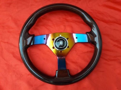 Wood steering wheel titanium color classic horn nardi torino 320 mm nos