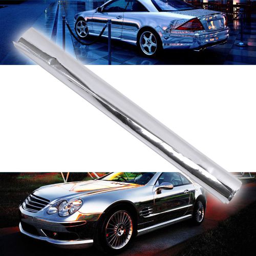 12&#034;x60&#034; silver chrome vinyl wrap car sticker waterproof durable decal sheet