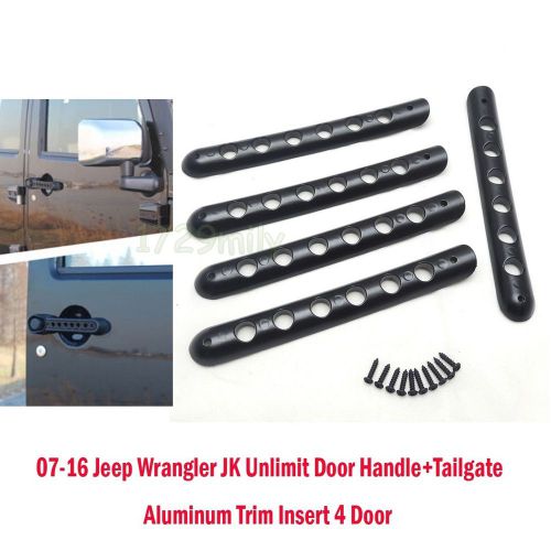 07-16 jeep wrangler jk unlimit door handle+tailgate alu trim insert 4 door 5 pcs
