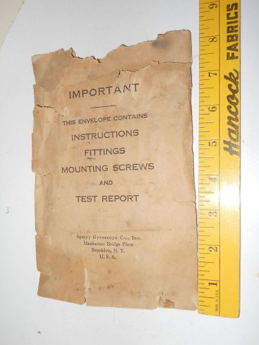 Sperry gyroscope co attitude indicator an 5736  paper pkg 1943