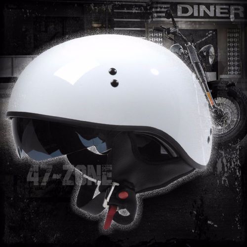 T55 spec op gloss white m half shell low profile open face motorcycle helmet